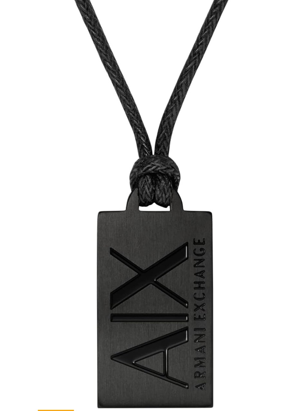 Brand New Armani Exchange Black Rectangular Logo Pendant Necklace